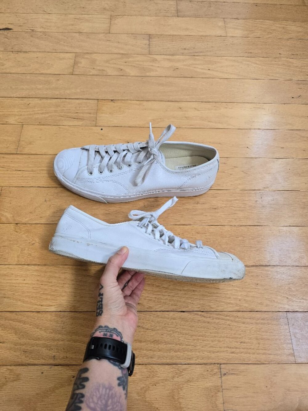 Converse | Jack Purcell White Monochrome Leather Low Top Sneakers | Men's 11.5